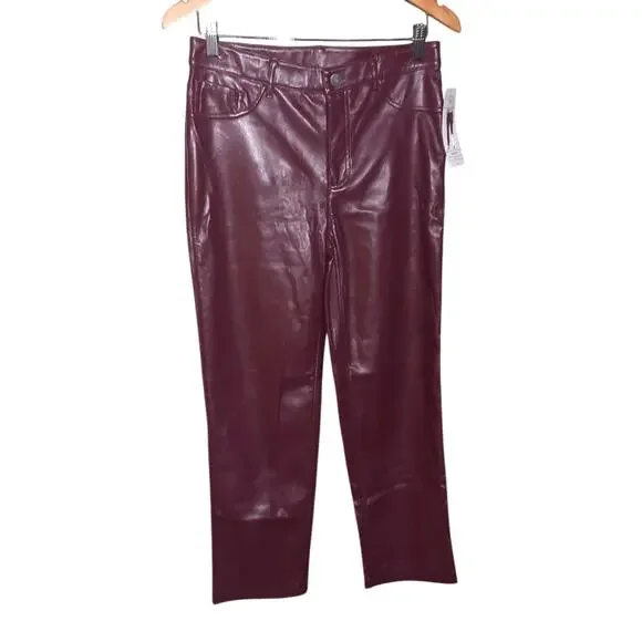 Joie Womens Burgundy Limited Edition Vegan Friendly Straight Leg Pant Size 4 NWT - Picture 2 of 8